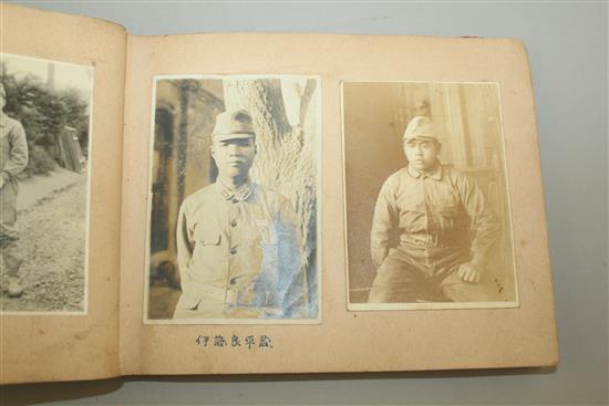 An album of Japanese WWII military photographs, overall 8.5 x 5.75in.